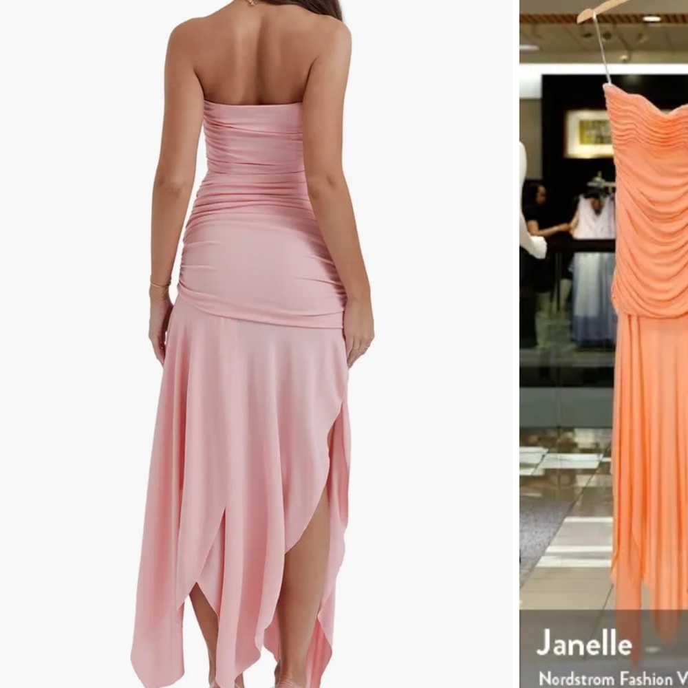 Ivana Strapless Handkerchief Hem Dress House of CB